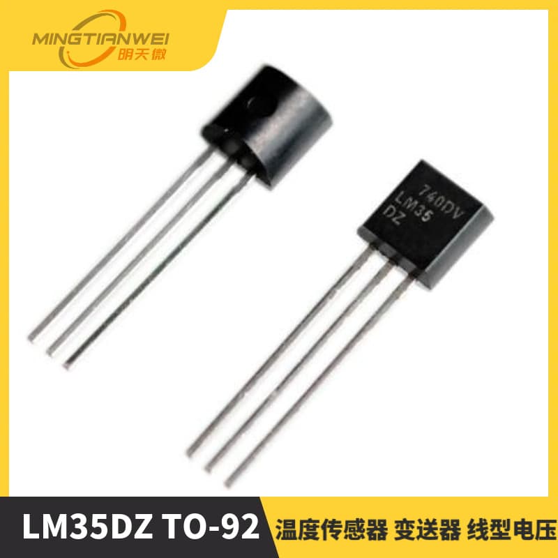 LM35DZ TO-92 Temperature Sensor Transducer, Linear Voltage Output for 0°C to 100°C Sensing