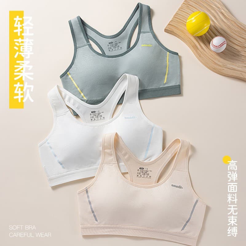Teenage Girls Bras, Middle and High School Students, Puberty Development, Sports Running Shockproof, Stage 2-3, Girls Vest