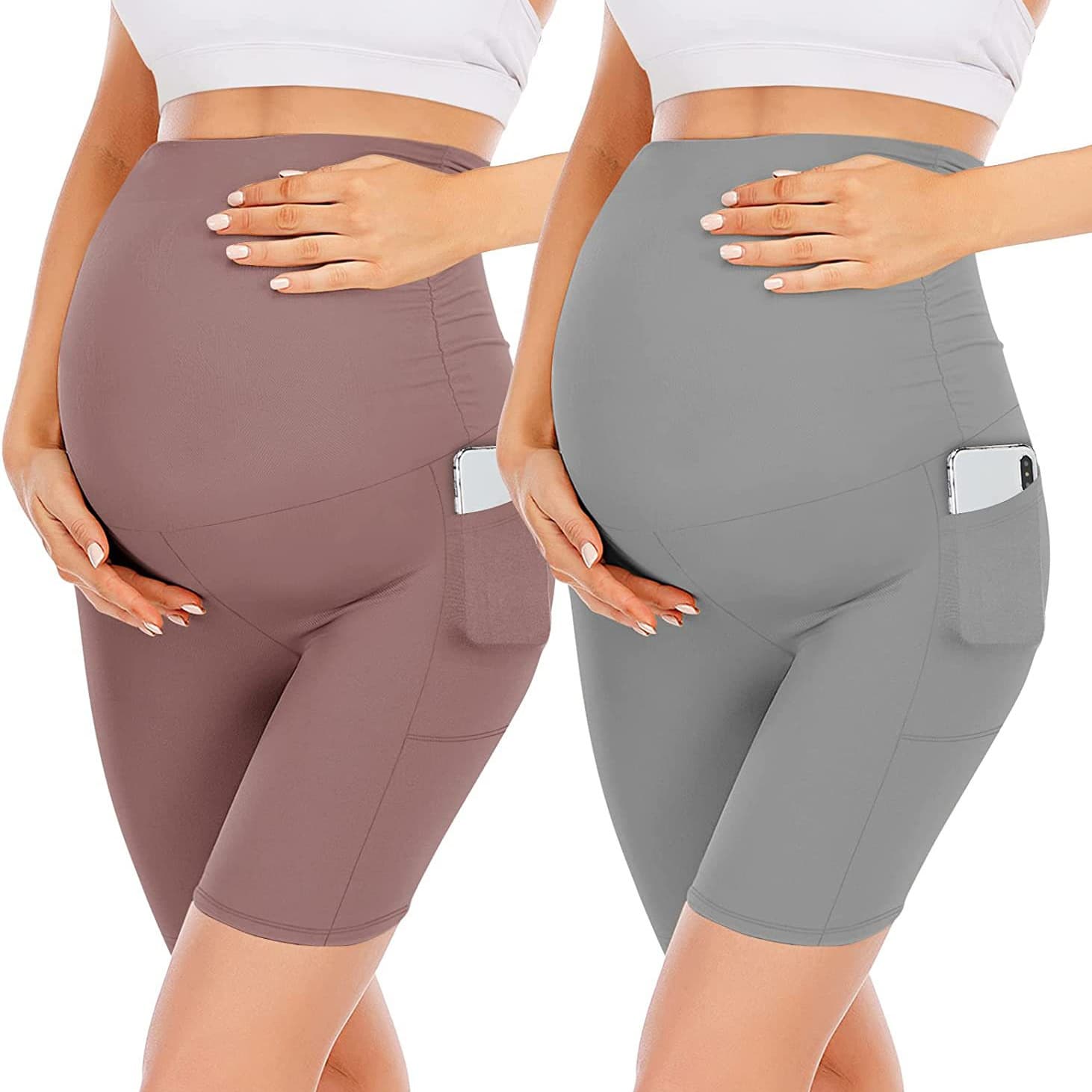 European and American new five-point pocket maternity pants, high-waisted slim fit belly-supporting pants, cross-border sports and fitness maternity yoga pants