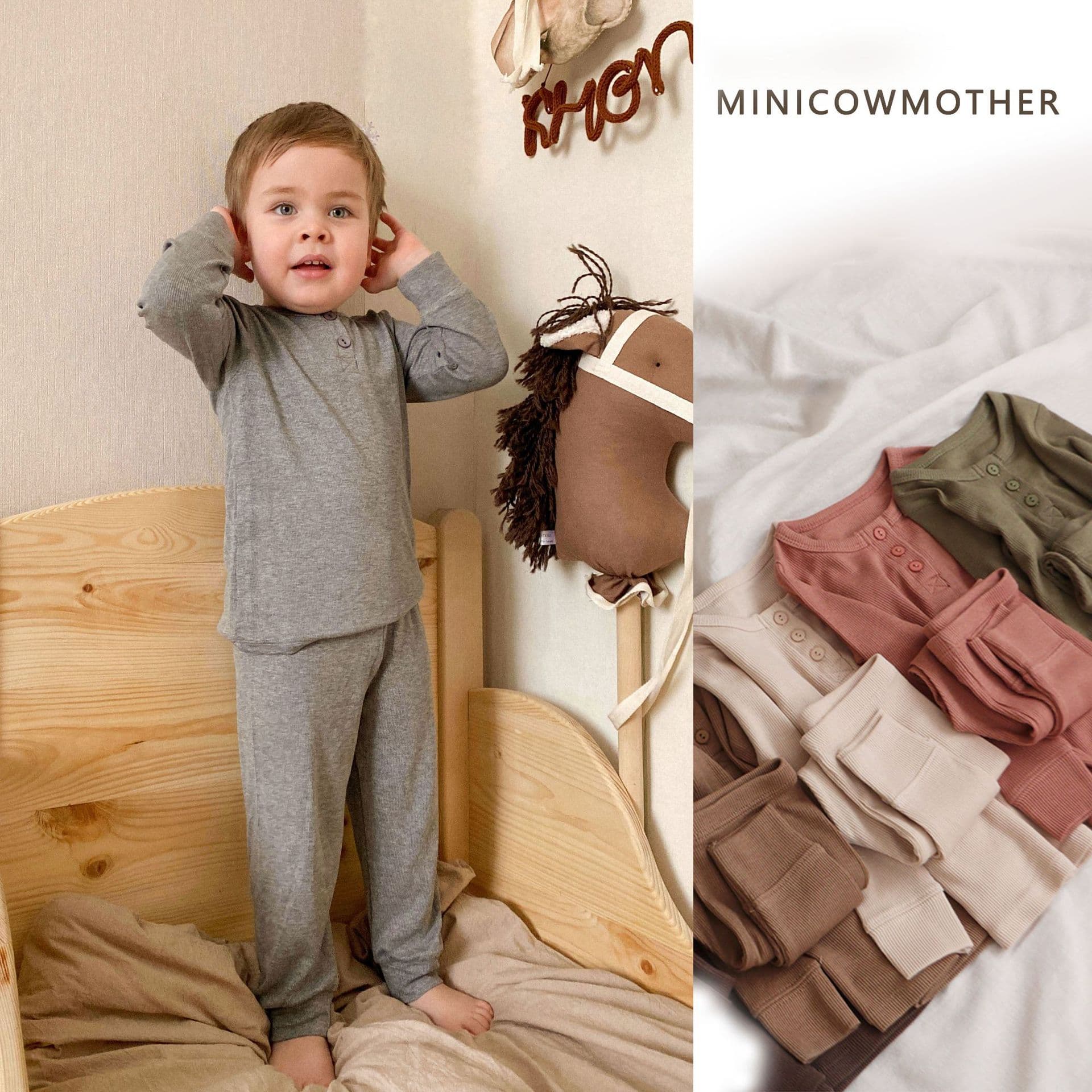 Korean Style Children's Pure Cotton Sleepwear Home Clothes Set Warm Spring Autumn Unisex Soft Antimicrobial Clothing for Kids