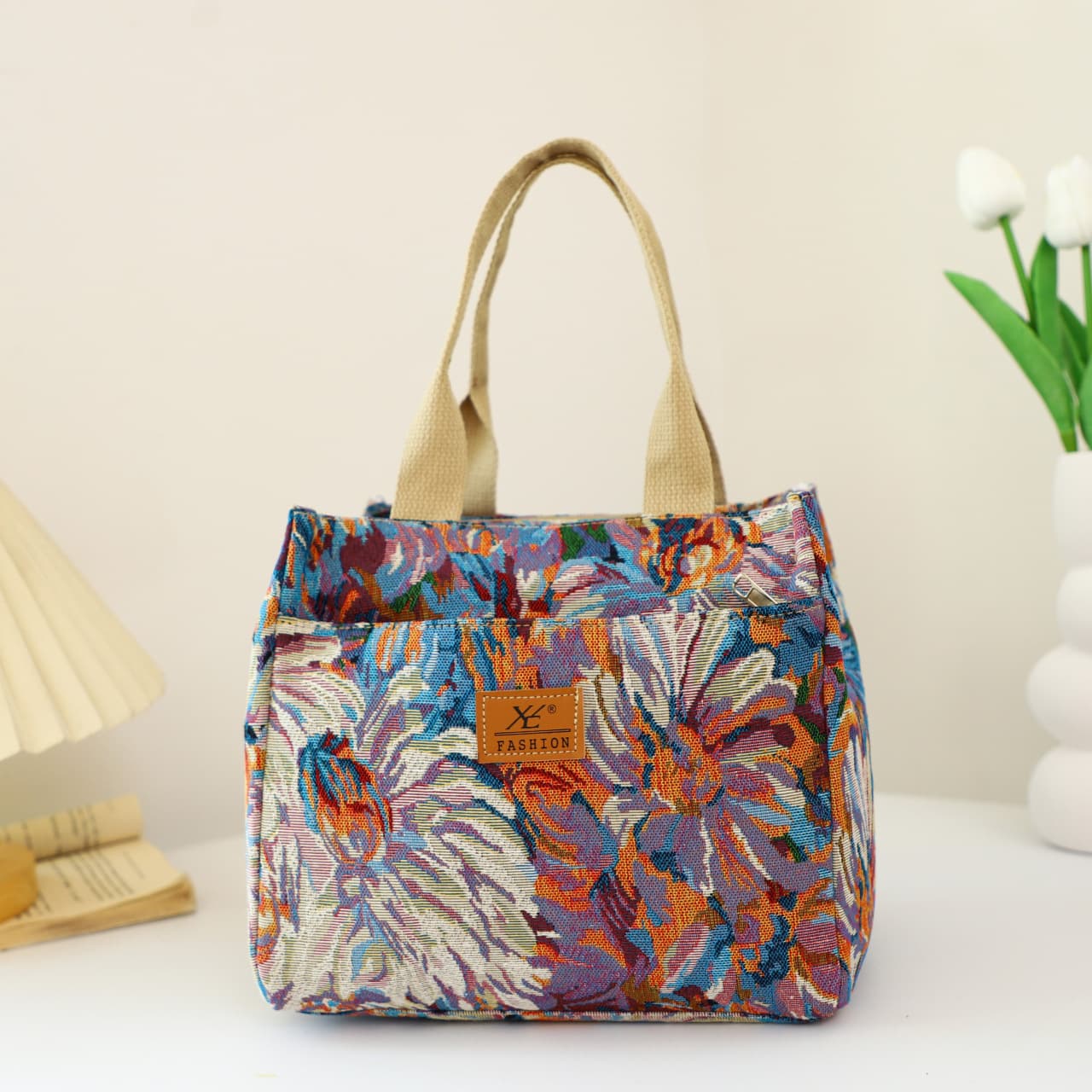 2026 Large Capacity Handbag for Women Oil Painting Style Ladies Tote Bag Lunch Box Handbag New Casual Shoulder Bag