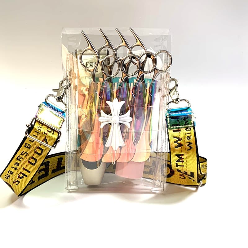 Transparent Flip-Top Barber Tool Kit Hairdresser Scissors Bag Stylist Crossbody Waist Bag Pet Groomer Storage