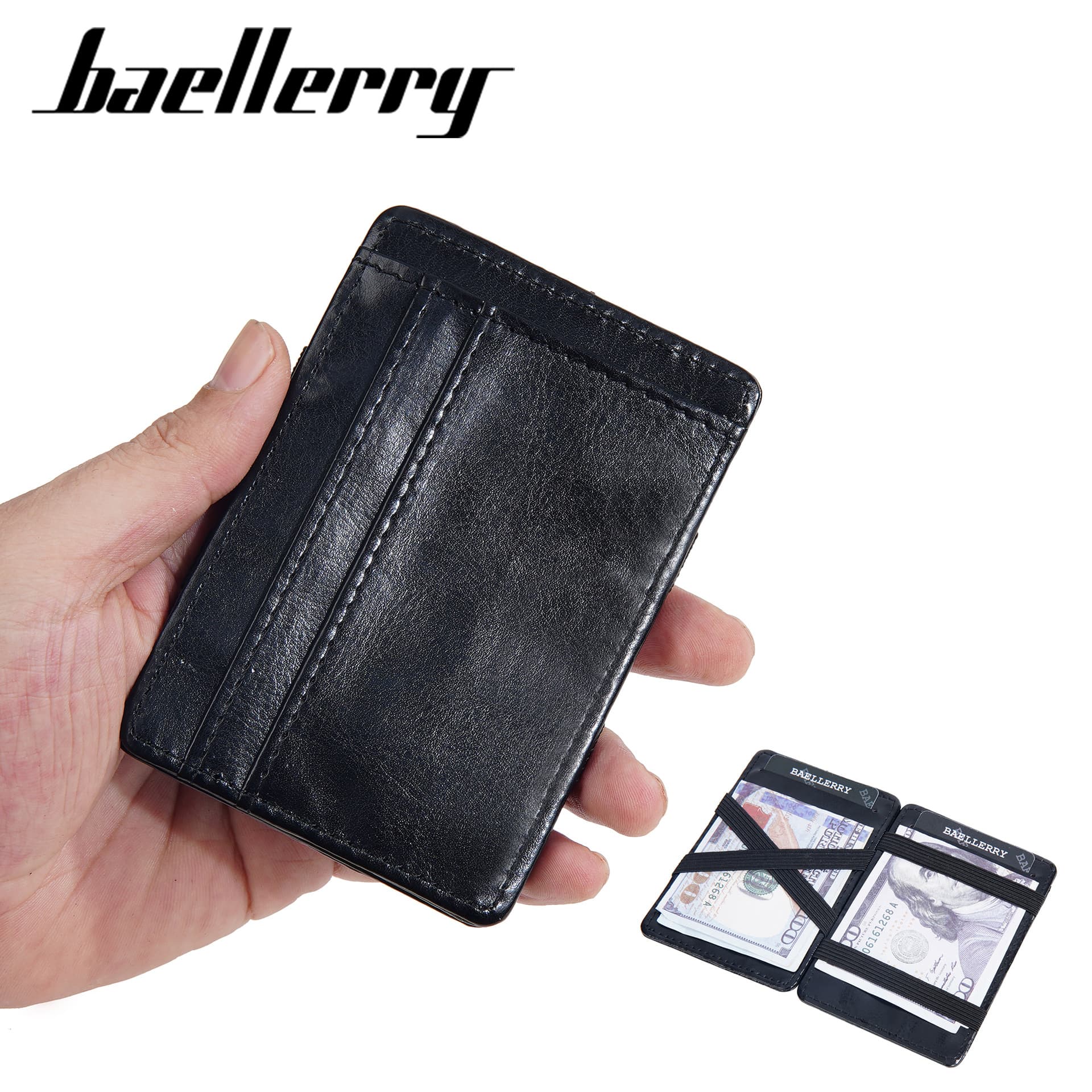New baellerry men's small card holder cross-border simple thin credit card portable wallet magic card holder