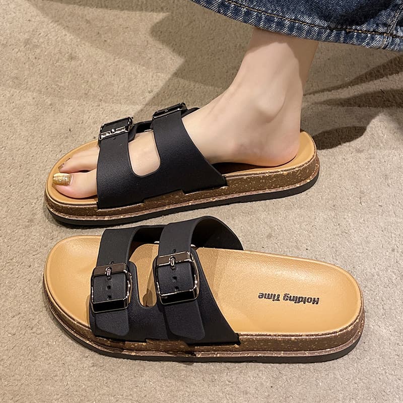 Cross-border Hot Selling Double-Strap Birkenstock Sandals for Women, Summer Outdoor New Adjustable Slide Sandals with Soft Sole, Fashion Flat Sandals