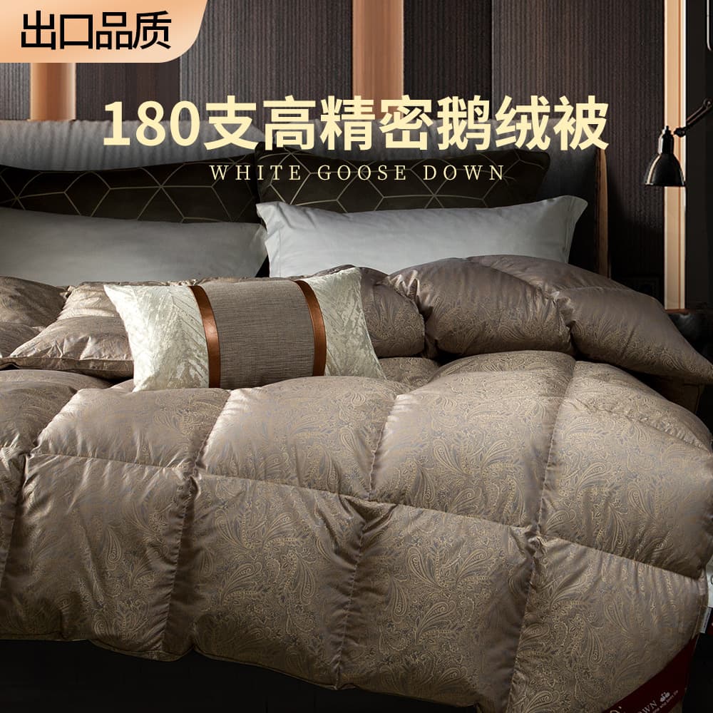 100% Cotton High Thread Count High Density Goose Down Inner Core, 5A Grade 95% White Goose Down Comforter, All-Season Extra Thick Warm Winter Quilt