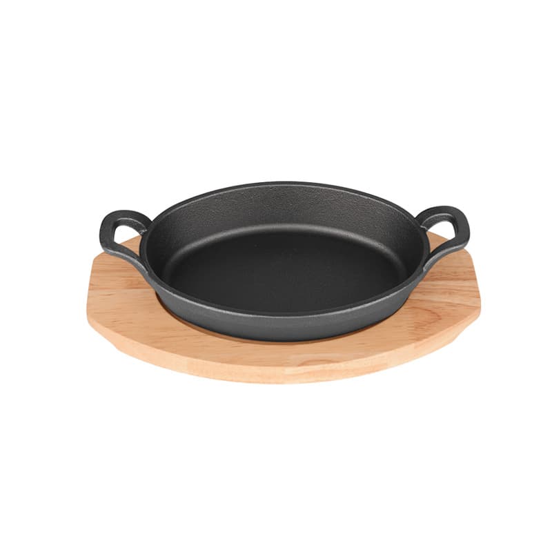 New Outdoor High-Ear Egg-Shaped Pan, Portable Round Cast Iron Skillet, Meat Press Plate, Non-Stick Iron Plate Grill Pan