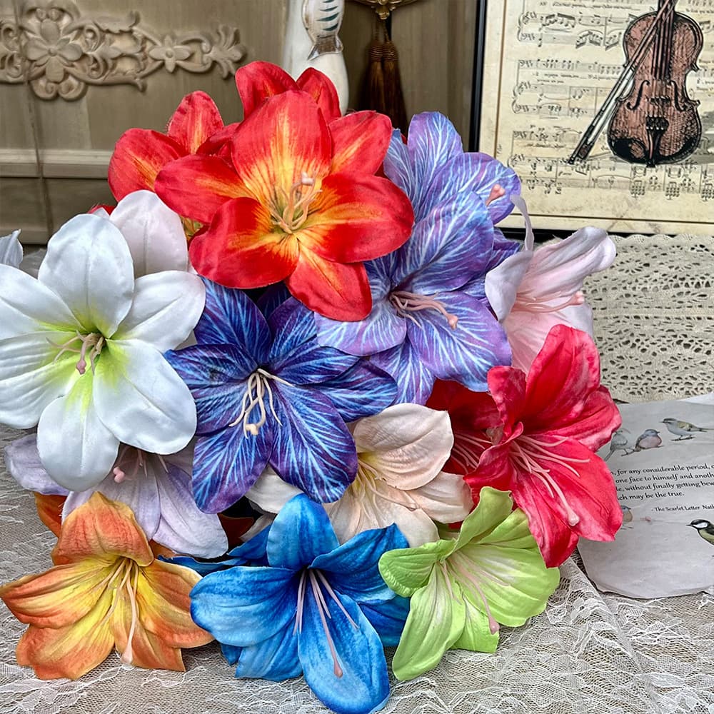 Simulated Hemerocallis and Lily Artificial Flowers Wedding Floor Arrangement Wedding Hall High-end Decorative Floral Art Artificial Plastic Flower Arrangement