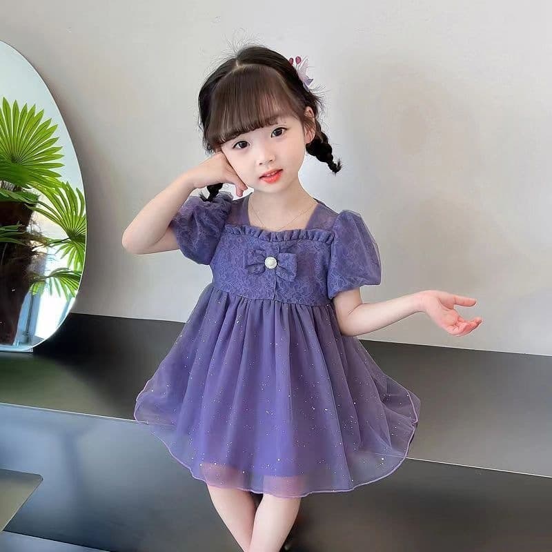 Girls Dress 2026 Summer Fashion New Style Birthday Princess Dress for Girls Short Sleeve Tutu Tulle Skirt