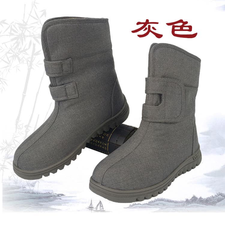 Worry-free tree high-top thickened velvet warm cotton shoes high-top cotton boots men's and women's shoes layman's shoes Zen monk's shoes monk's shoes