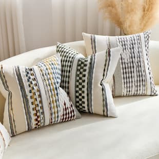 Bohemian Style Lumbar Pillow Cover Chenille Sofa Bedroom Throw Pillow Cover Striped Cushion Cover Decorative Pillow Cover