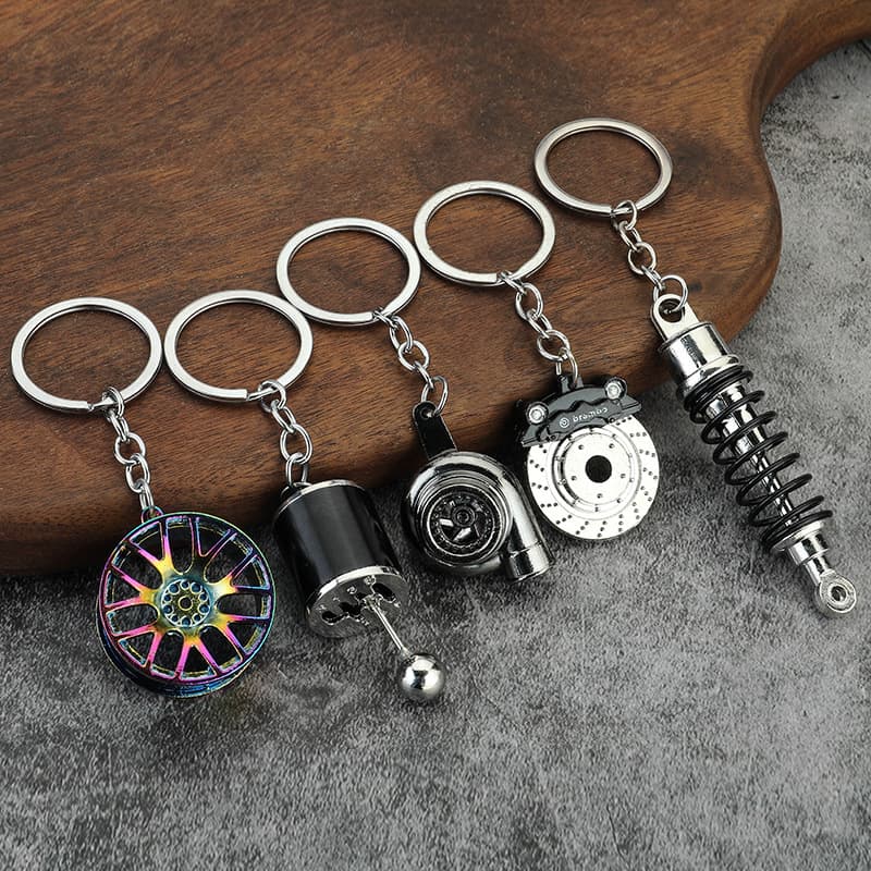 Metal key chain turbine gear wheel hub brake disc shock absorber caliper car key chain pendant cross-border exclusive supply