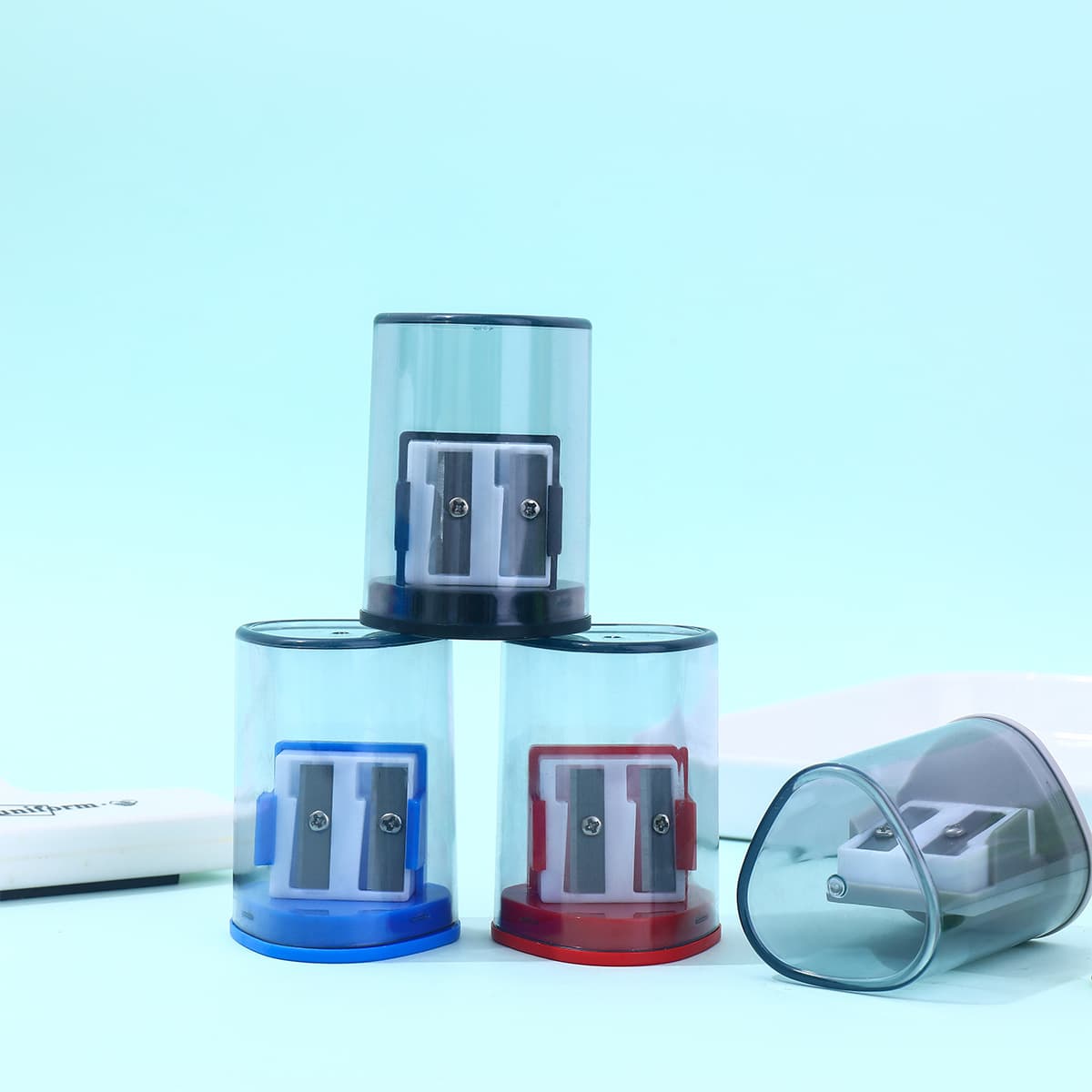 Cross-border Italian Stationery Pencil Sharpener Simple Dark Triangle Double-hole Office Pencil Sharpener Student Fun Stationery Pencil Sharpener