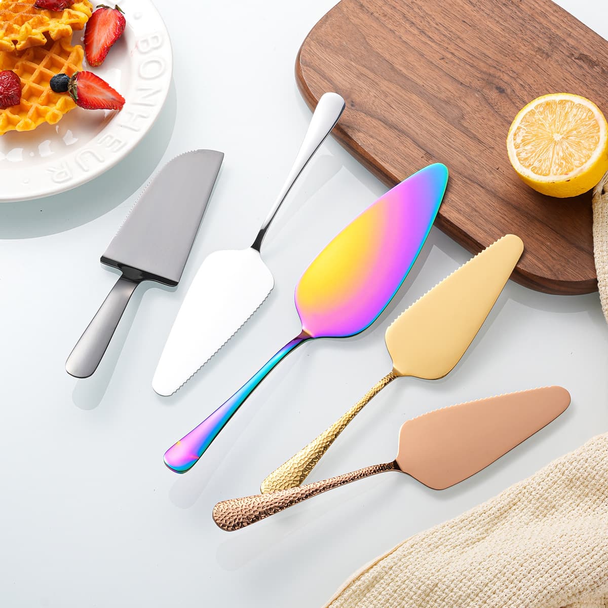 Cross-border Extended Stainless Steel Serrated Cake Spatula - Gold Birthday Cake Knife for Bakeries