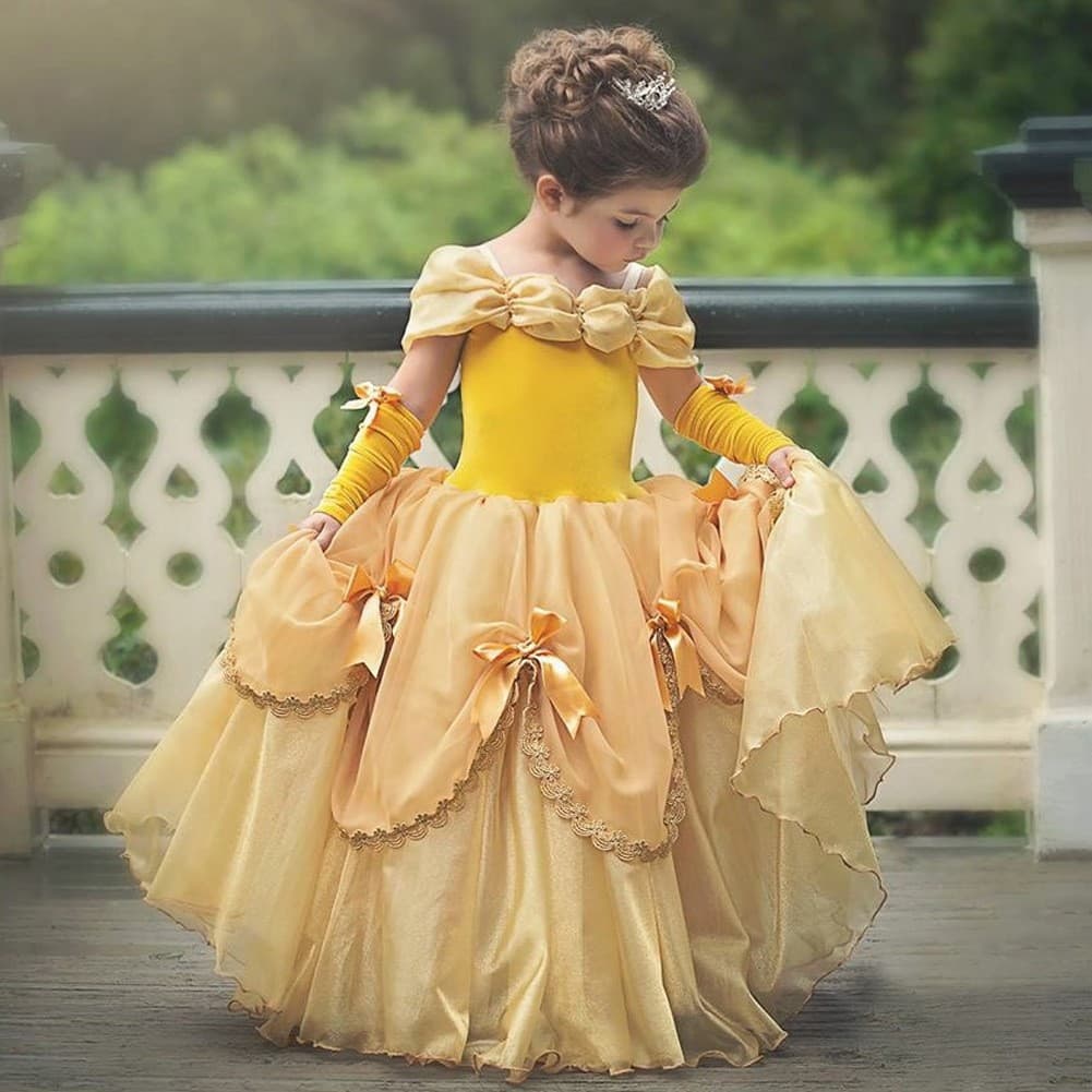New Belle Princess Dress Pink Children's Tutu Dress Gown Performance Dress Halloween Blue Cross-Border Competitive Purple Dress