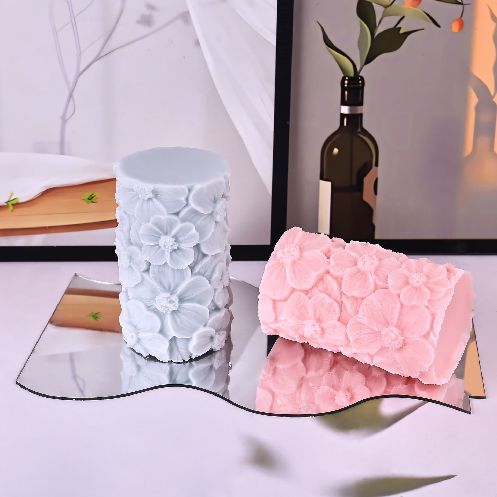 Rose Flower 3D Silicone Mold Candle Soap Making Mold Perfume Gypsum Mold Irregular Shape for DIY Handmade Crafts