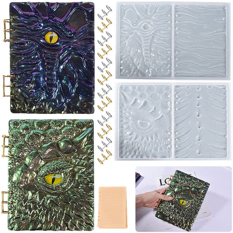 Yumeiren Epoxy Resin Cthulhu Style Dragon Eye Book Mold 3D Embossed A5 Notebook Cover Silicone Mold