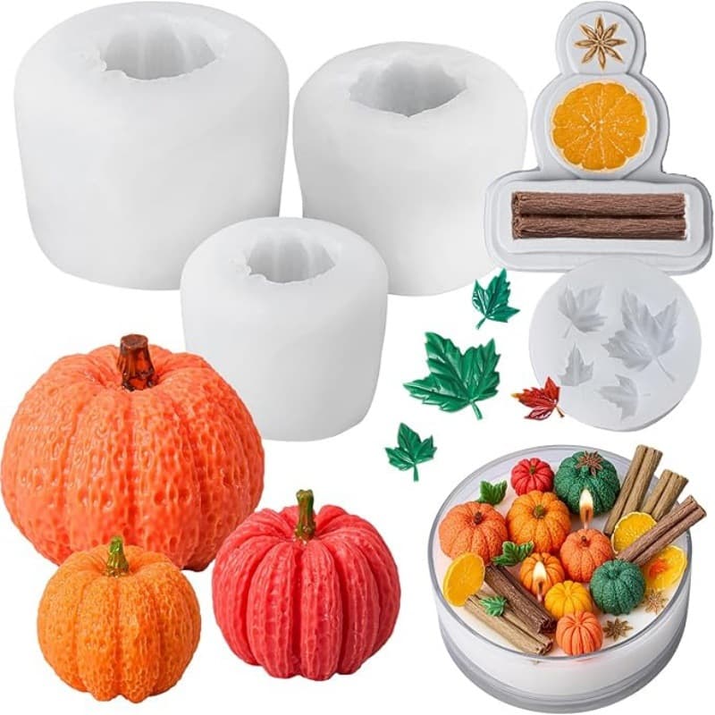 Pumpkin Cinnamon Lemon Star Anise Pumpkin Leaf Chocolate Mousse Cake Fondant Silicone Mold for Aromatherapy Plaster Baking