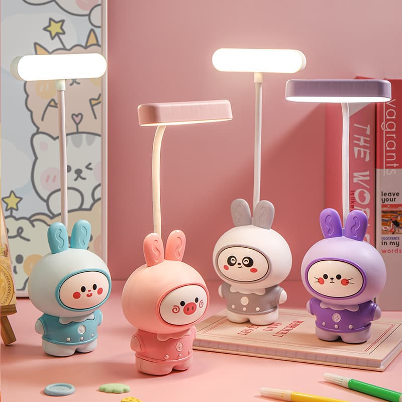 Creative Cute Cartoon Rabbit Night Light Desktop Decoration, USB Rechargeable Desk Lamp for Student Bedside Use