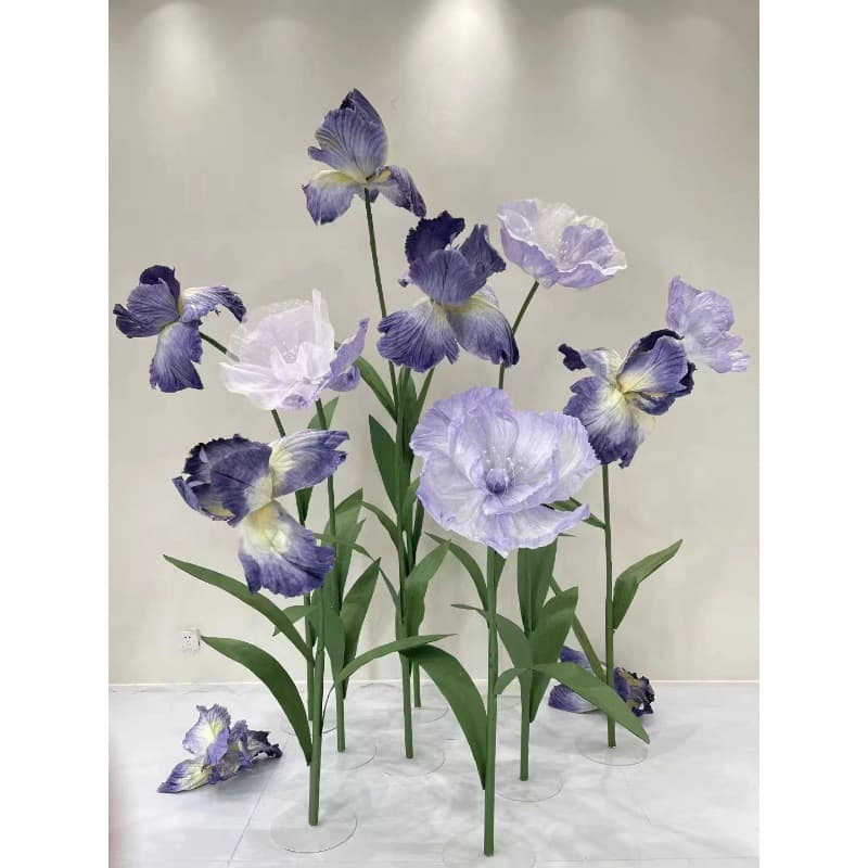 Handmade Paper Iris Artificial Flower Decorative Floral Arrangement for Living Room Ornament Large Paper Flower