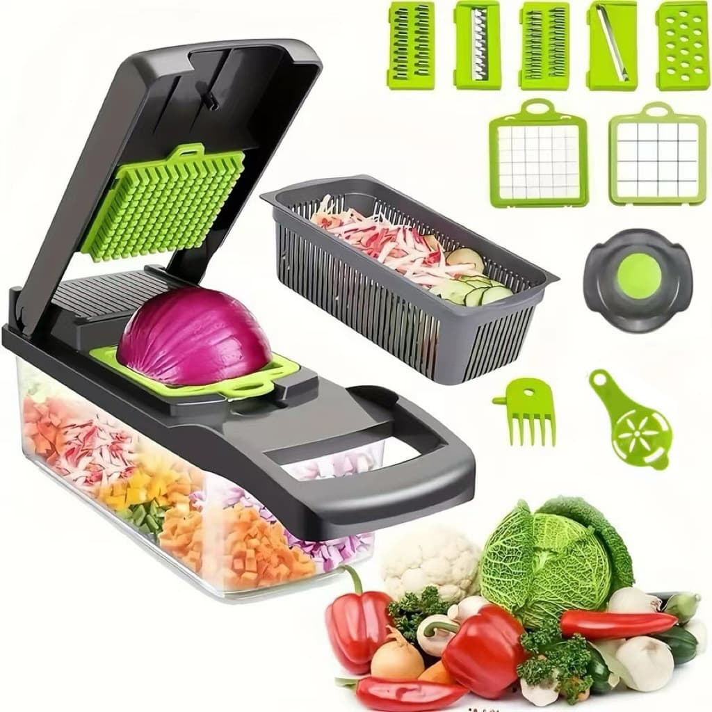 Cross-Border Multifunctional Vegetable Cutter 16-Piece Set Potato Shredder Kitchen Household Dicing Machine Grater Vegetable Slicer