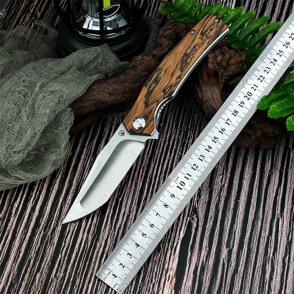 Outdoor Folding Knife D2 Steel Golden Rosewood Handle Camping Folding Knife Fishing EDC Utility Knife Portable Fruit Knife