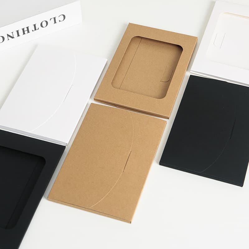 Thickened Vintage Kraft Paper Postcard Packaging Box Envelope Cover Sleeve Hollow Card Holder Blank Window Storage Box