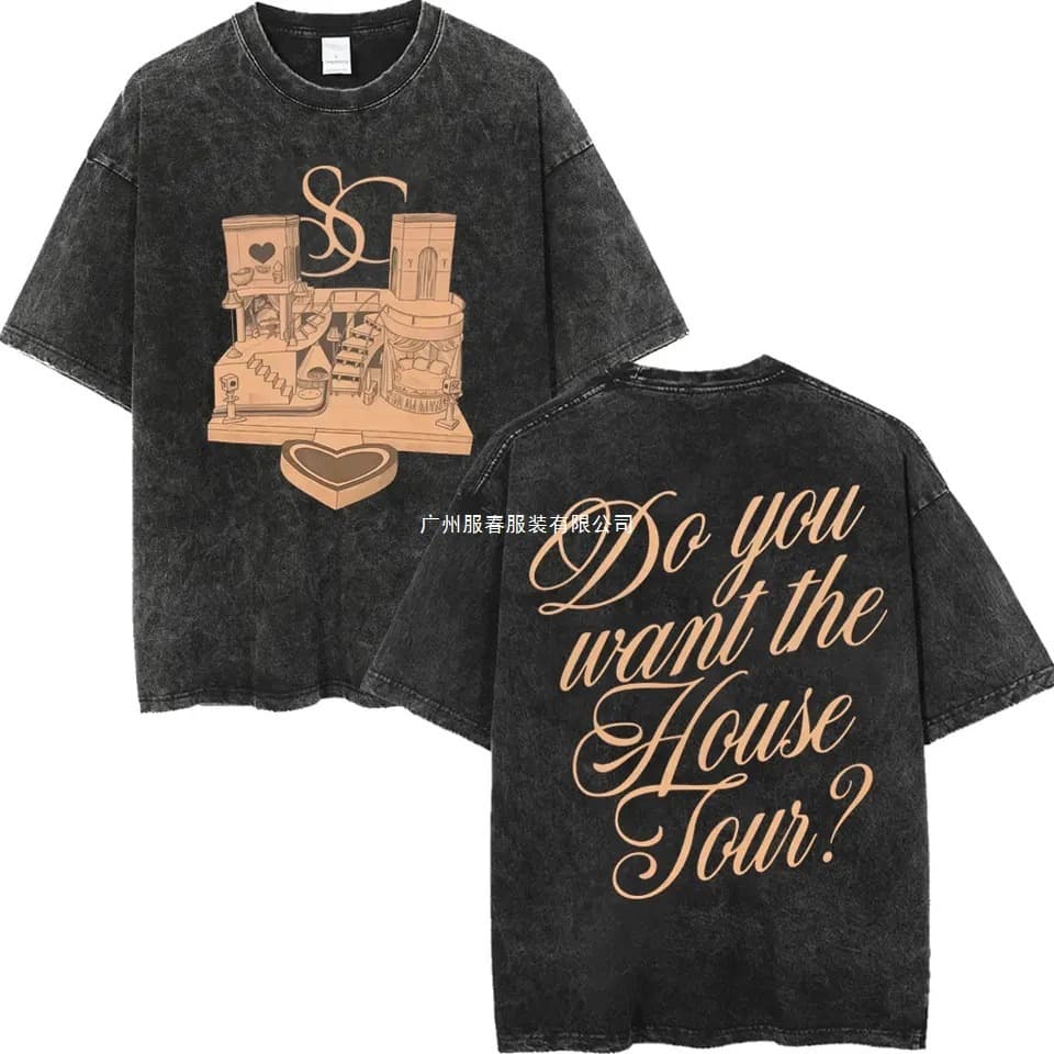 Retro washed Sabrina Carpenter Merch T-shirt fashionable short-sleeved T-shirt for men and women casual