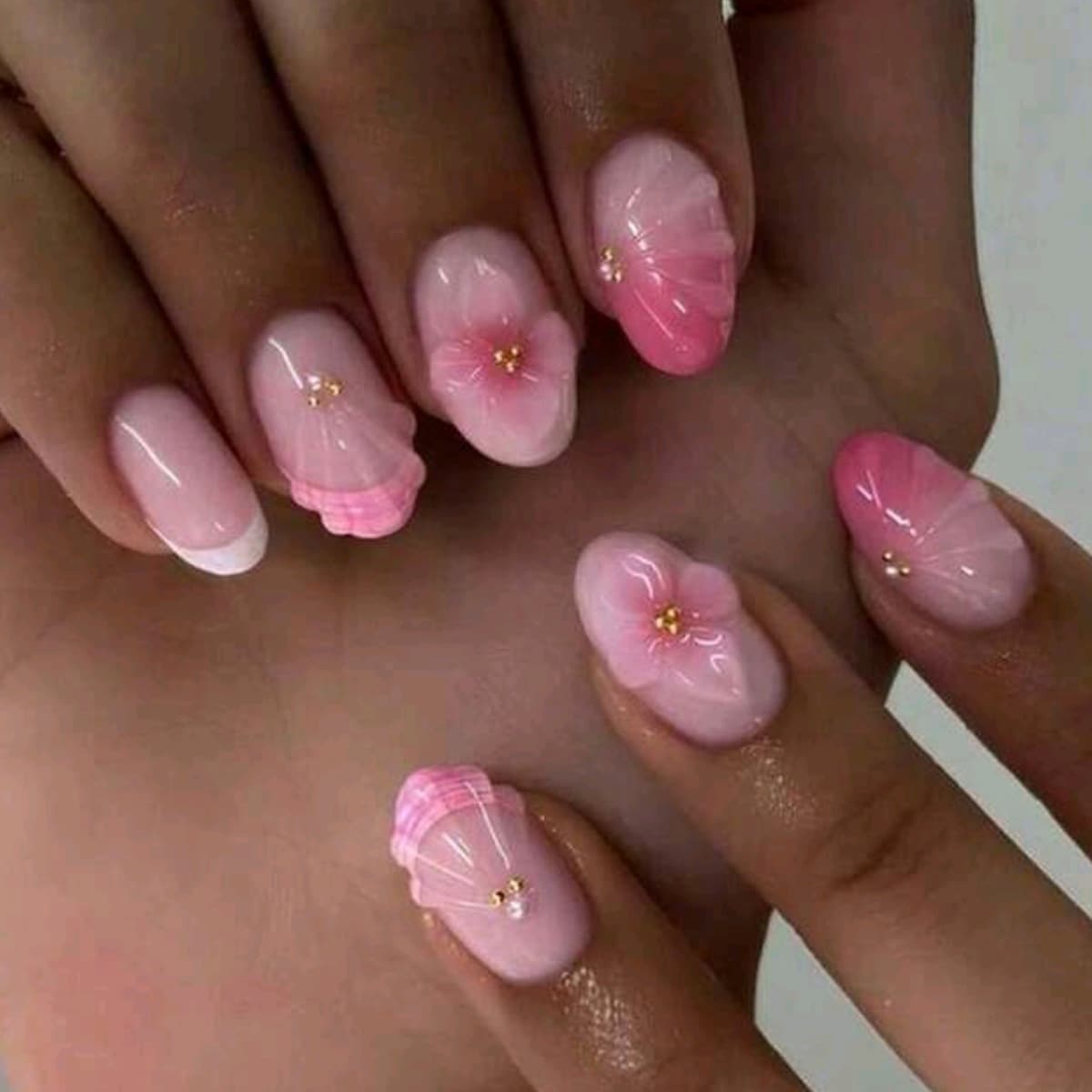 Cross-border hot-selling almond nails new craft 3D pure desire sweet flowers wearable nails removable fake nails finished products wholesale