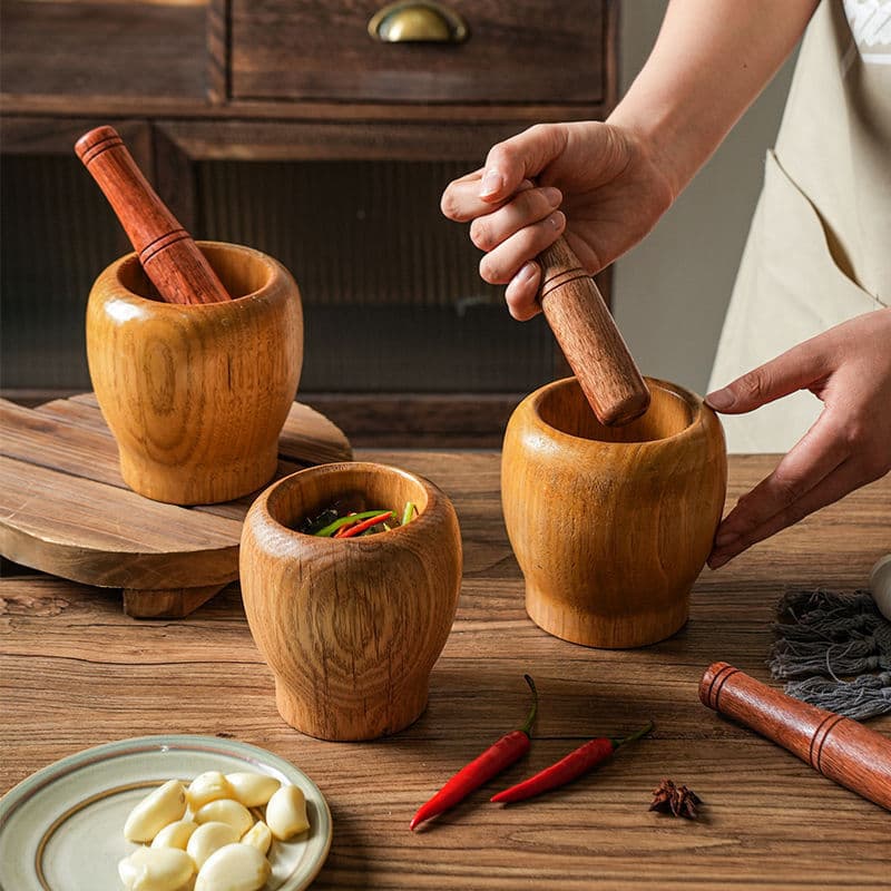 Manual Garlic Masher Tool, Crushed Garlic Press, Garlic Grinding Mortar and Pestle Set