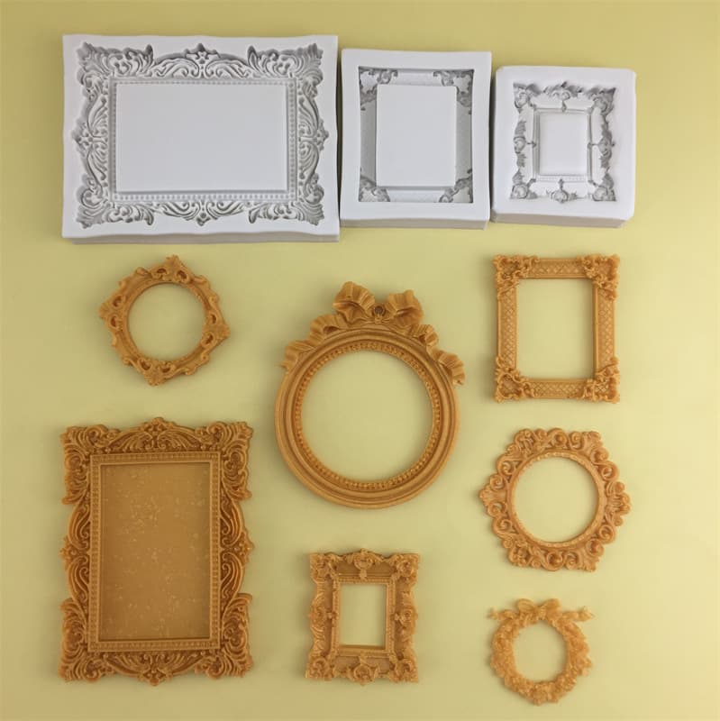 Rectangular round relief totem frame silicone mold candle glue fondant cake decoration rim retro mold