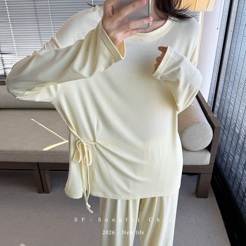 3230 Spring/Summer New Modal Skin-Friendly Loungewear for Women Long Sleeve Comfortable Loose Tie-Dye Solid Color Pajama Set