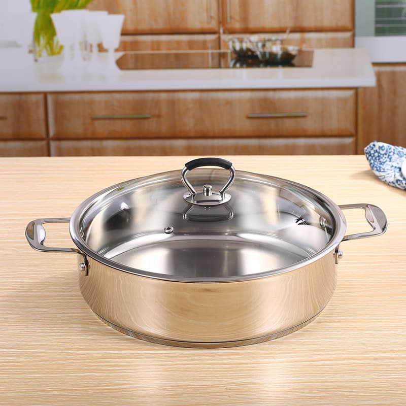Stainless Steel Braising Pot, Flat Bottom Stockpot, Hot Pot for Induction Cooker, Dry Pot, Seafood Pot, 201 Stainless Steel