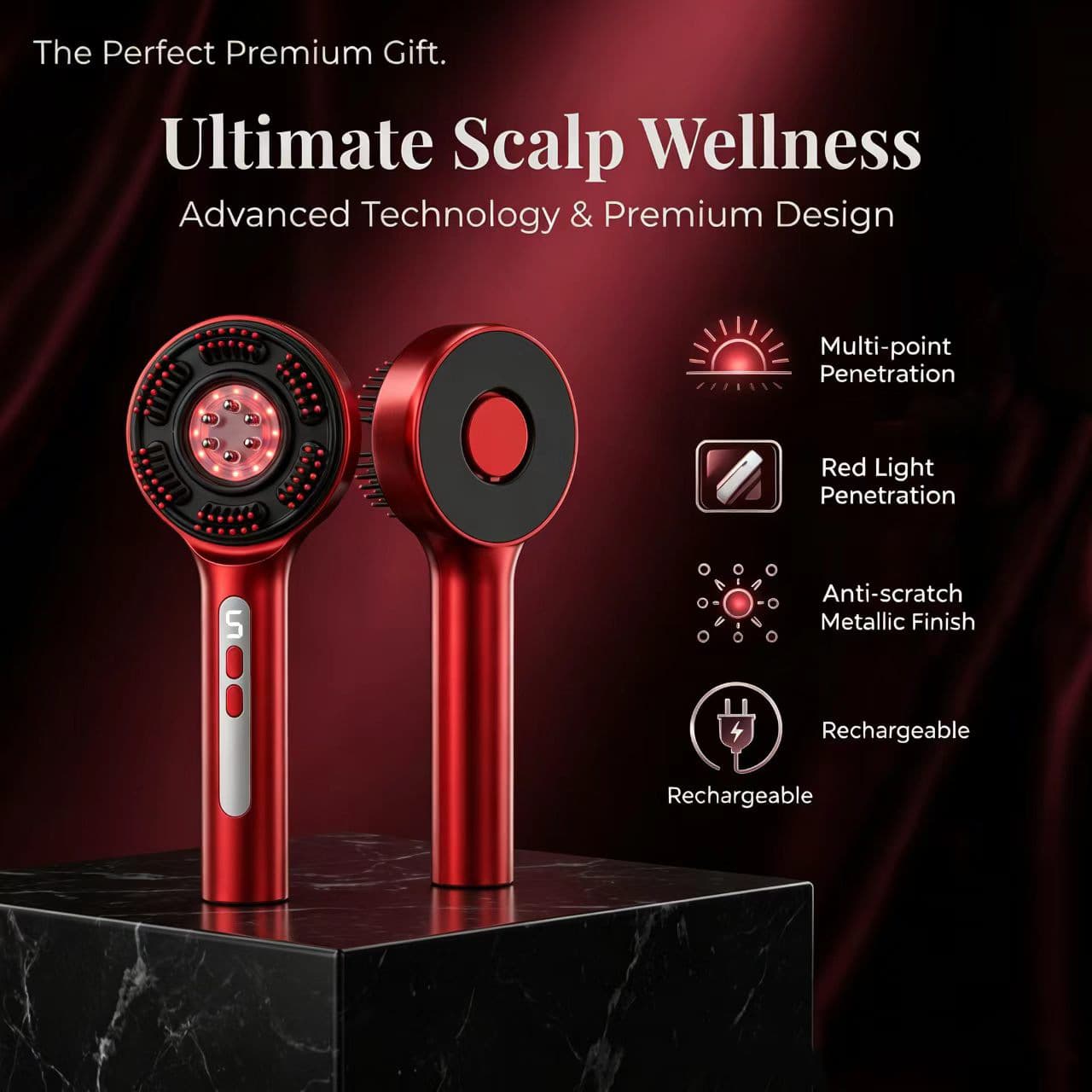 New Portable Scalp Massage Comb for Home Use, Red and Blue Light Hair Growth Device, Scalp Liquid Applicator, Hair Care Device