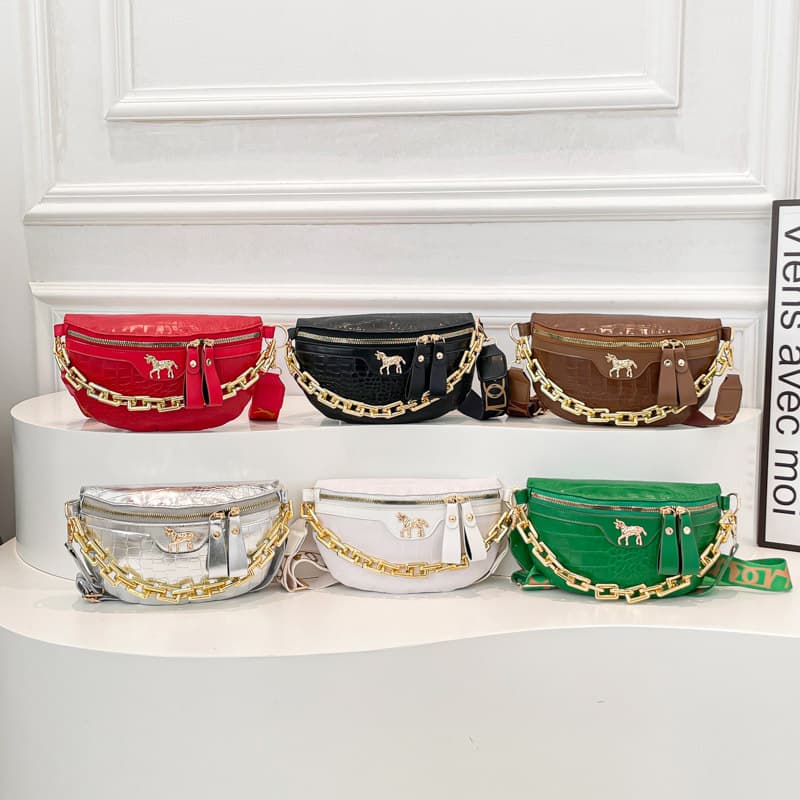 Chunky Chain Crossbody Bag 2025 Spring New Style Fashion Saddle Bag Phone Coin Wide Strap Shoulder Bag