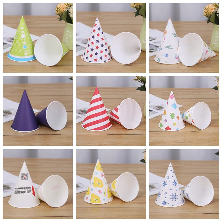Customized white cone-shaped paper cup with pointed bottom, special water cup for airport, disposable shaved ice paper cup, direct drinking water cup