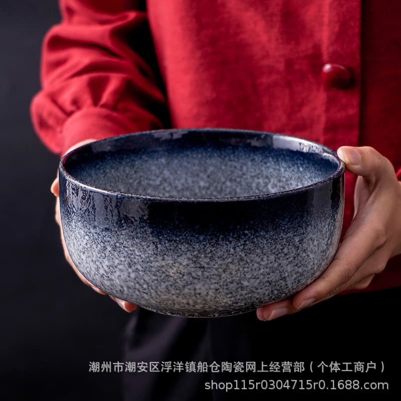 Ceramic Noodle Bowl, Large Straight-Sided Ramen Bowl, Soup Bowl, Household Tableware