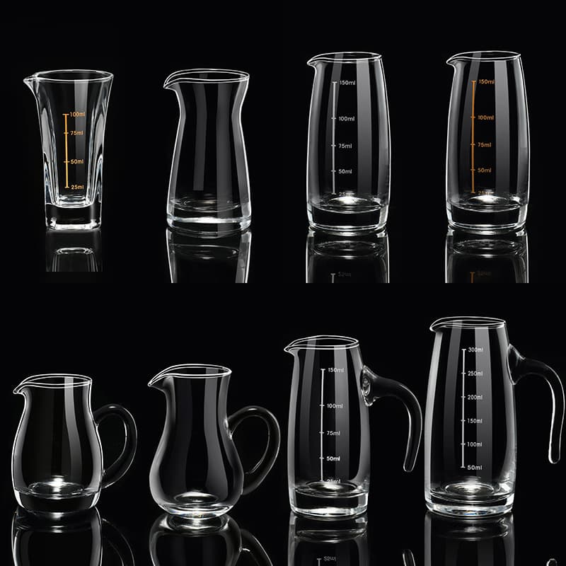 Baijiu Divider Wine Pot Decanter Wholesale Restaurant Home Use Glass Wine Pot with Scale Handle Seven-shaped Pot Wine Set