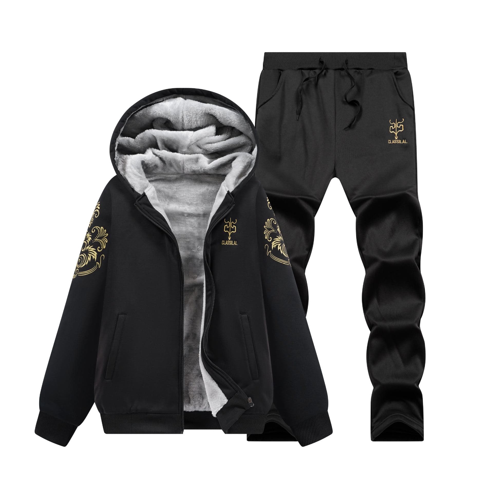 Ouma Y7 Fleece-Lined Cross-Border Export 8088 Winter Thickened Men's Set Q29 Casual Hoodie Suit