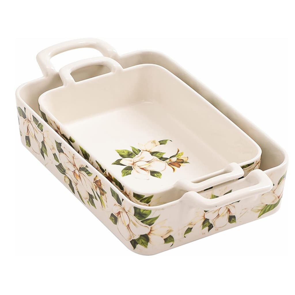 Rustic Ceramic Hollow Double-Handled Baking Dish Large Capacity Baking Tray for Home Oven and Microwave Use
