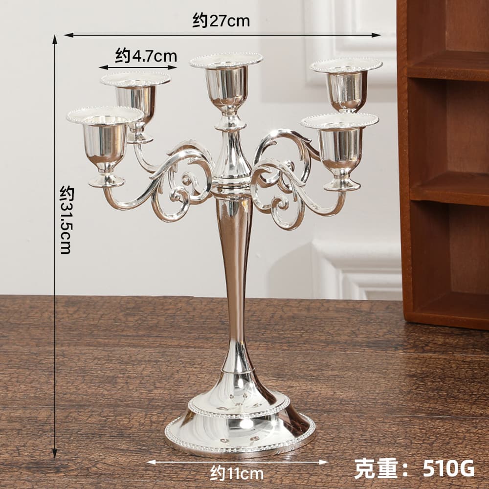 Metal European Candle Holder Romantic Wedding Candlelight Dinner Table Decor Three-Arm Five-Arm Candleholder Home Ornament