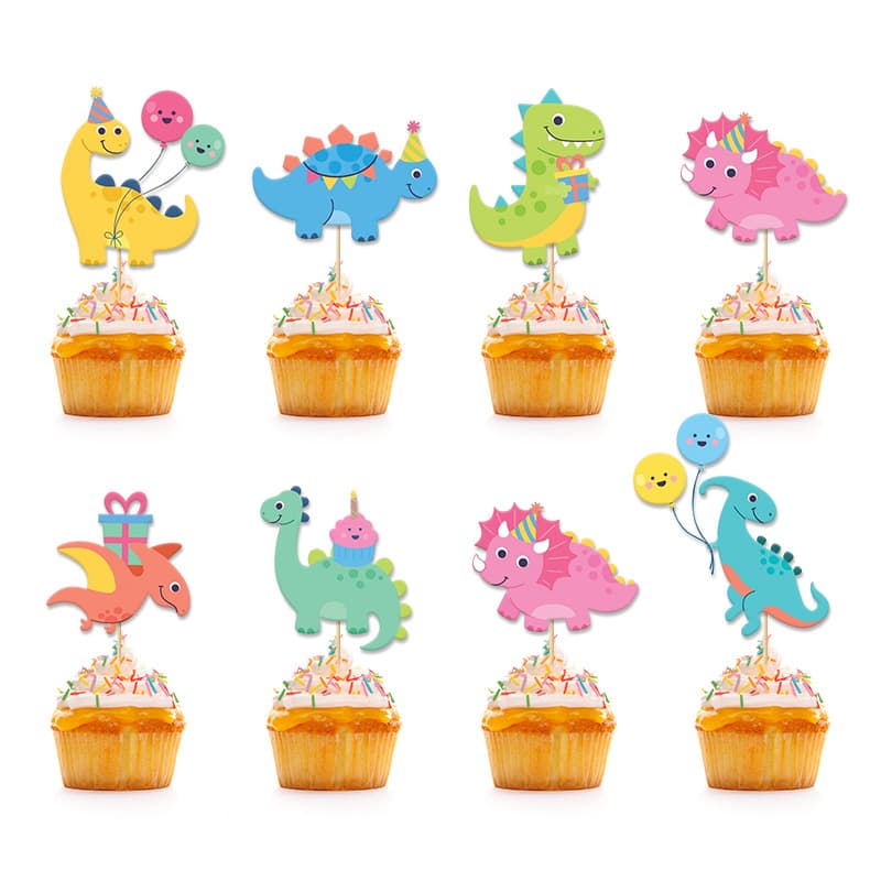 Dinosaur Cake Topper Party Decorations for Kids Birthday Baby Shower Animal Cupcake Insert Decorations