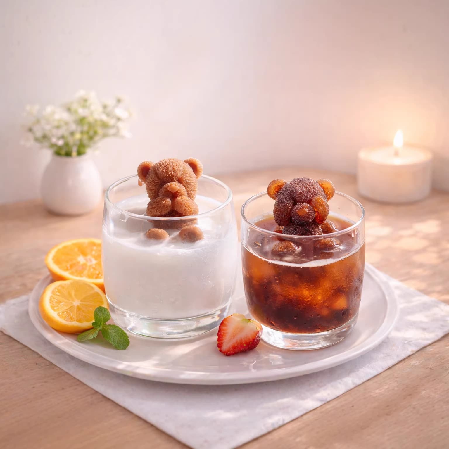 Internet Celebrity Bear Ice Cube Silicone Mold, Eye-Covering Bear, Mouth-Covering Bear Cute Shape, Candle Crystal Ornament Mold