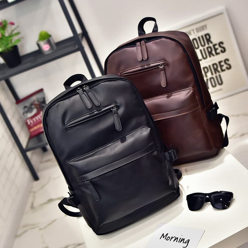 European and American Men's Bag Fashion Trendy Bag Youth Student Schoolbag Cross-border Leather Backpack Men's Fashion Backpack In Stock Cross-border