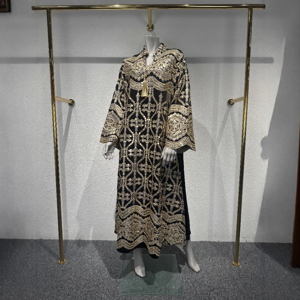 NK002 Long Robe Jalabiya Women's Dress Evening Gown with Embroidery and Sequins