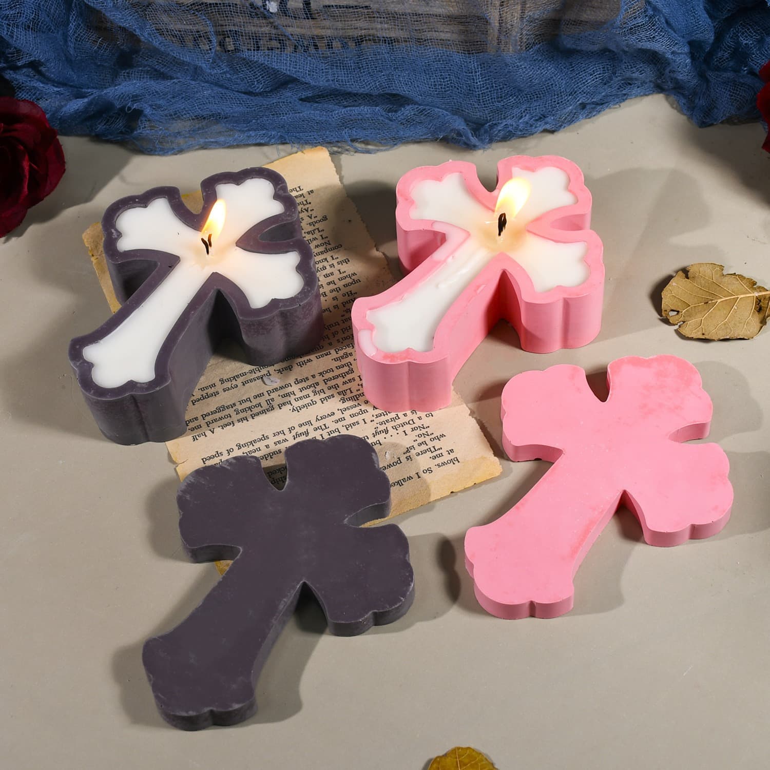 DIY Resin Mold Halloween Cross Storage Box Silicone Mold Plaster Scented Decor Candle Mold