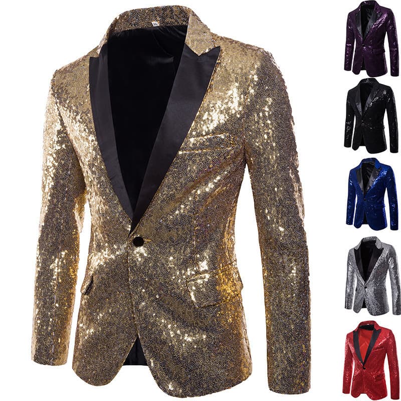 European and American performance dress, gold sequin suit, Korean suit, nightclub men's suit, host emcee, photo studio jacket, spot batch
