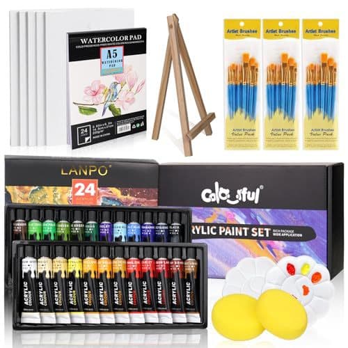 Cailefu acrylic paint 24 colors 12ML set accessories multi-waterproof non-fading art book cross-border wholesale