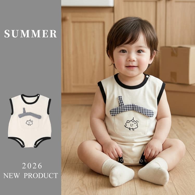 Baby Summer Clothes Thin New Cute Casual Boys Sleeveless Vest Bodysuit Romper Crawling Suit