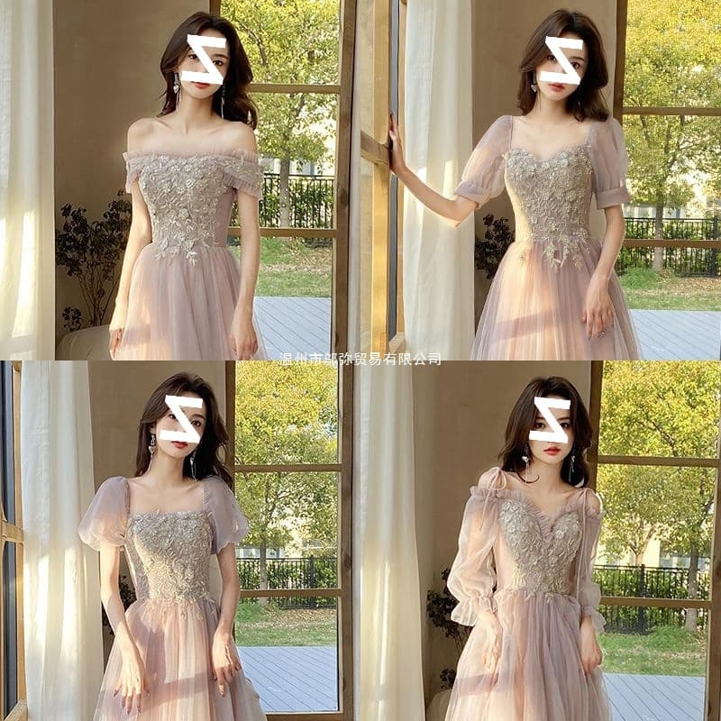 Pink Bridesmaid Dress 2026 New Elegant Fairy Style Wedding Sister Group Slim High-End Performance Dress Long