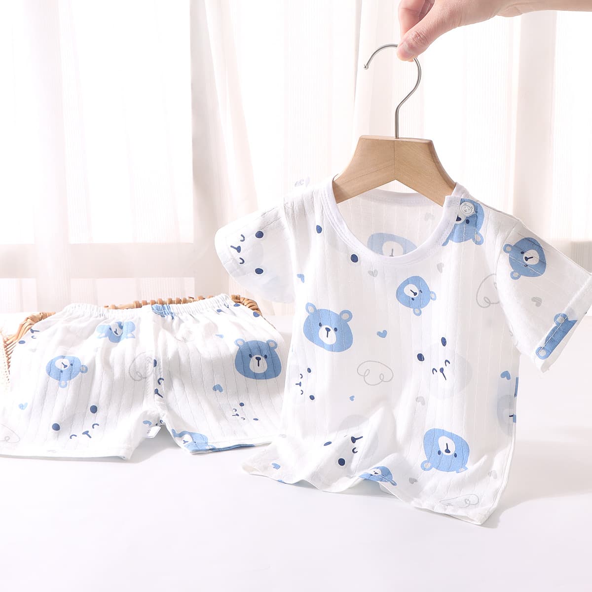 New Children's Short Sleeve Set Cotton Baby Toddler Boys Girls Summer Thin Cotton Shorts Kids Air Conditioning Pajamas
